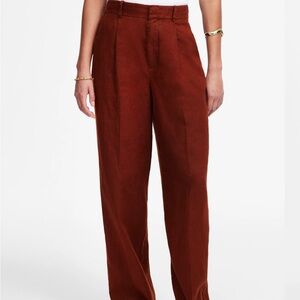 NWT Madewell 100% Linen Rust Straight Leg Women's Pants